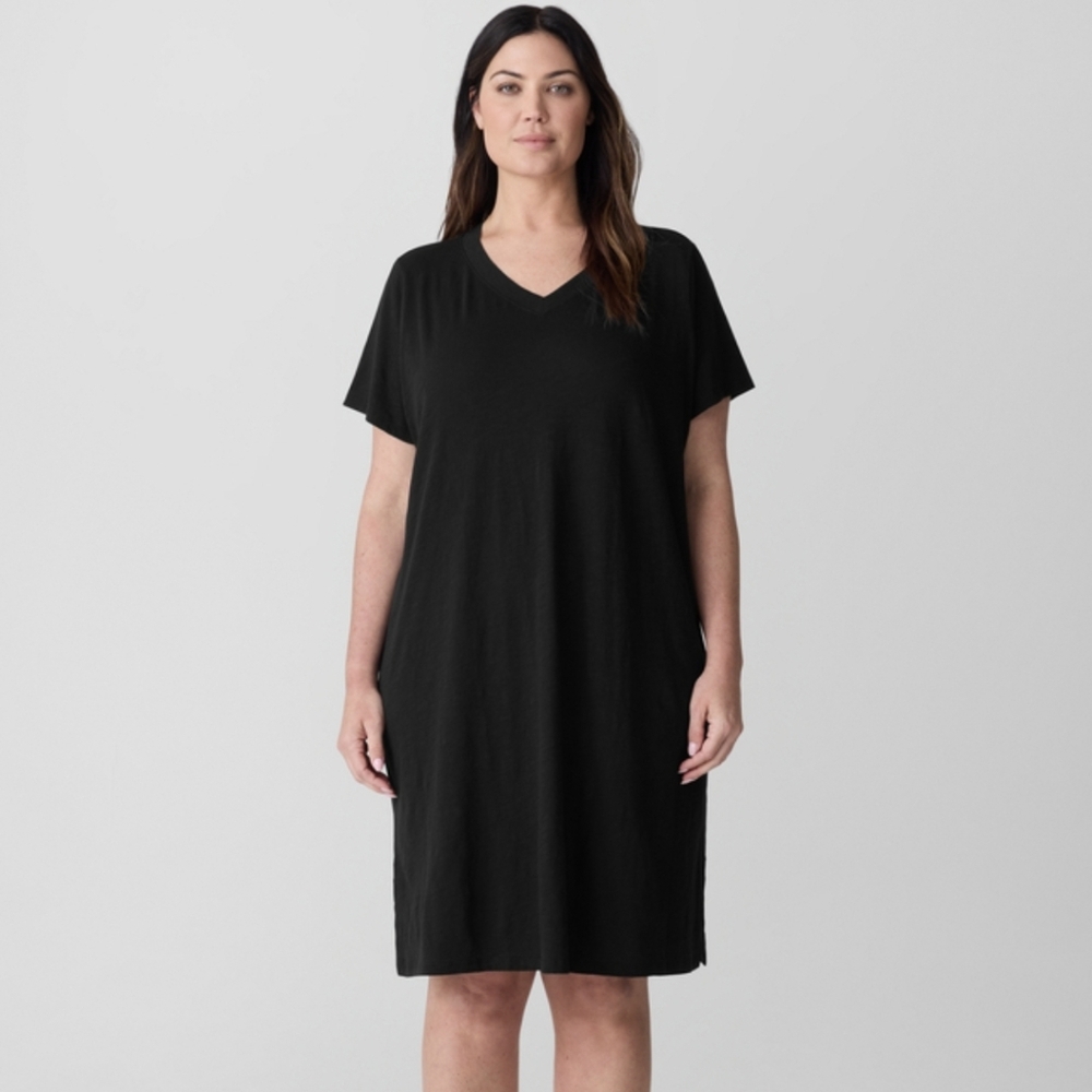 Eileen Fisher Black Boxy Shirt Dress XL